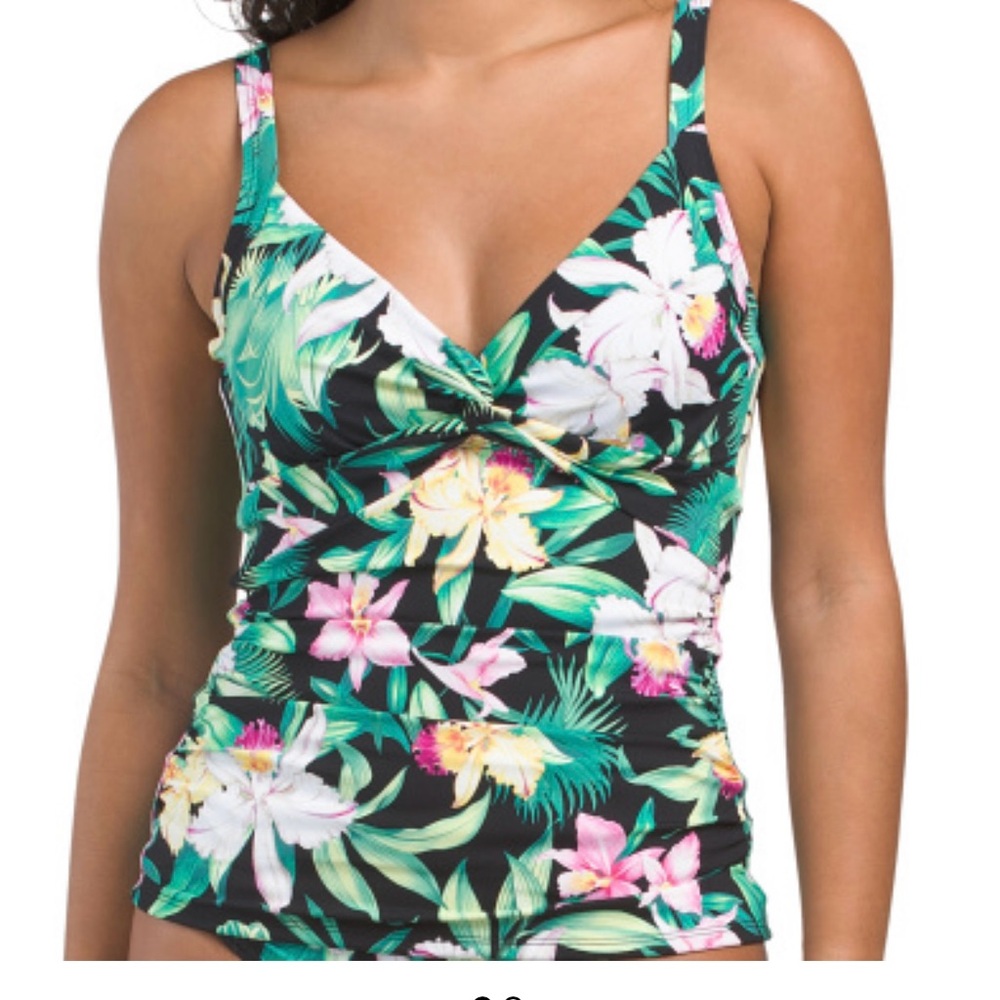 Floral Tropical Print Tankini Top